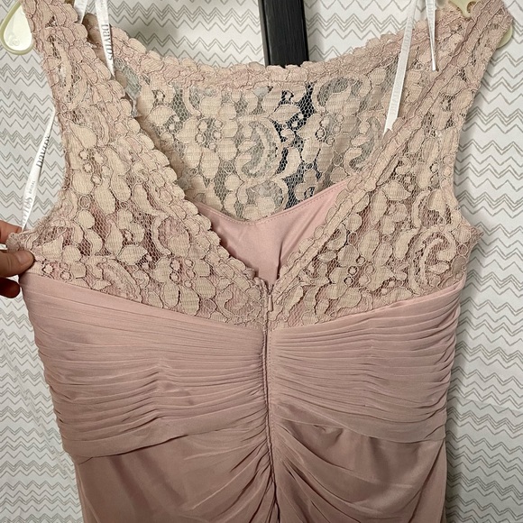 Sleeveless Long Mesh Dress with Corded Lace - Picture 2 of 12